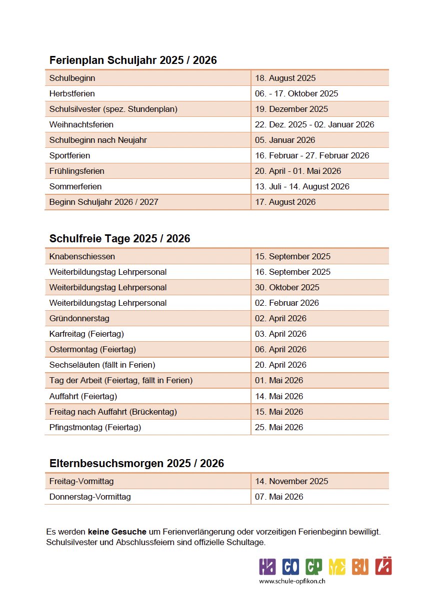 Ferienplan